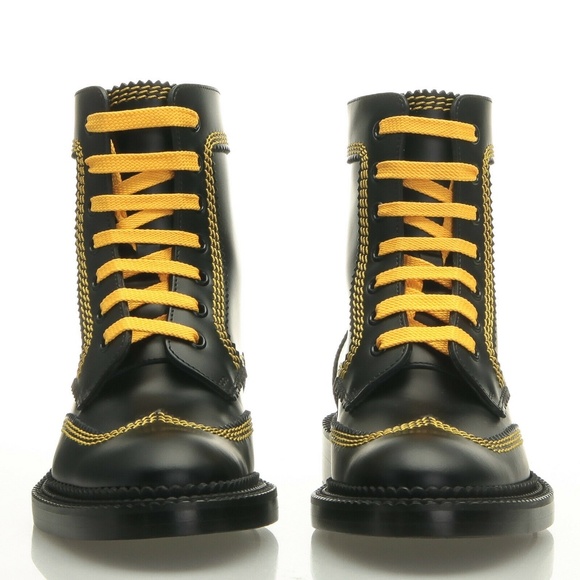 Burberry Bert Black & Yellow Leather Boots 5.5 B - Picture 5 of 6